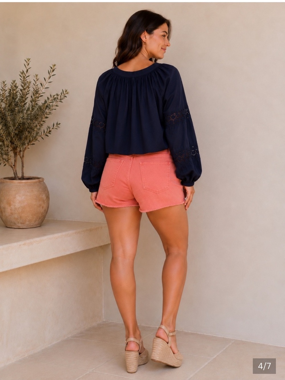 NWT aerie Navy Crochet Peasant Blouse Size S - Picture 4 of 8